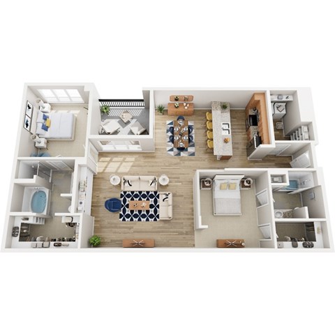 Floor plan for 2 beds, 2 baths, 1531 sqft